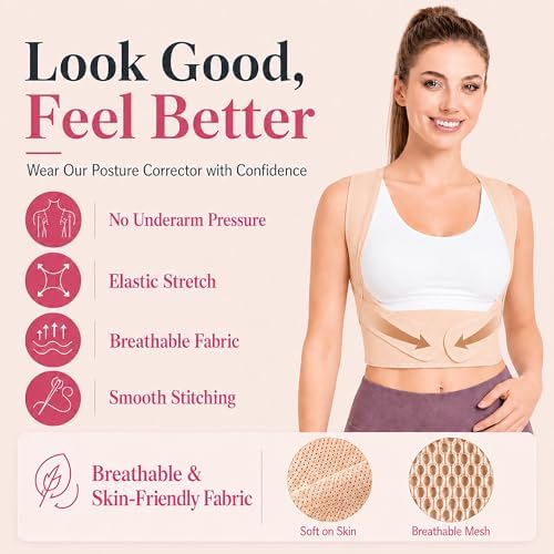 Lightweight Posture Corrector with Upper Back Brace for Women & Men