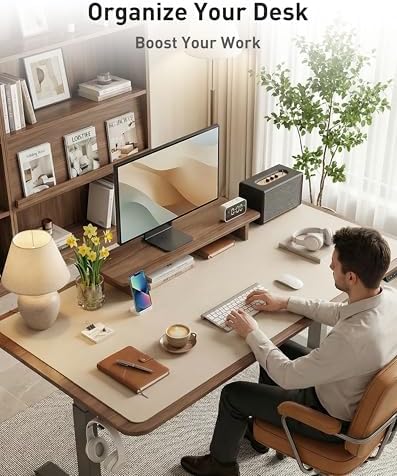 Aothia Faux Leather Desk Mat - Large Mouse Pad, Non-Slip PU Leather Blotter, Waterproof Writing Surface for Office and Home (Eggshell, 40" x 24")