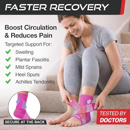 Sleeve Stars Ankle Brace Men & Women Support (Single/S:9"-10"/Hot Pink)