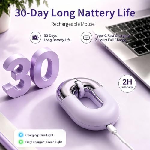 Bluetooth Mouse for Laptop Donut Purple Wireless Mouse, Rechargeable