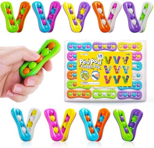 LESONG Fidget Sensory Toys for Kids: 18 Pack Colorful Finger Spinner Toys