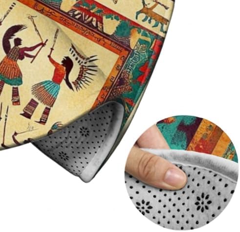 Highly Premium Quality Floor Mat, Office Chair Decor Mat, Room Sofa Yoga Soft Round Carpet Southwestern Native American Indian, 60inch