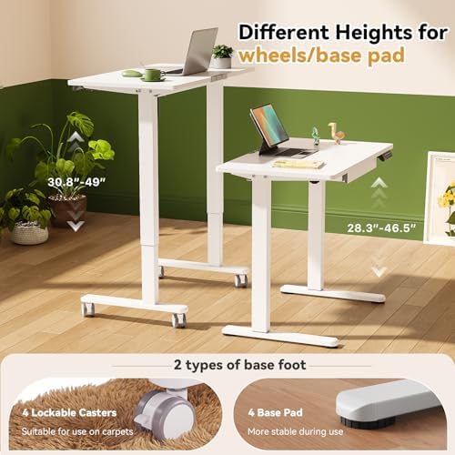Gibbon Mounts 35” Rolling Standing Desk with Drawer & Wheels, White