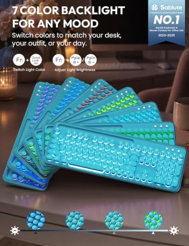 Wireless Keyboard and Mouse, Backlit Typewriter with Magnetic Wrist Rest