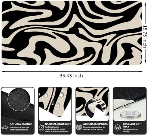 iCasso Desk Mat,Cute Desk Pad Mat,Black Topographic