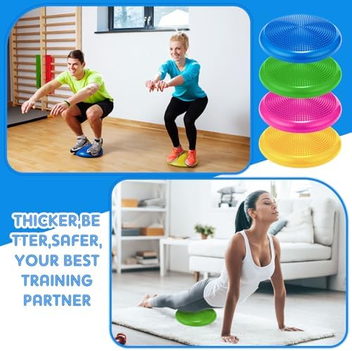 Jerify 4 Pcs Wiggle Seat Flexible Inflated Wobble Cushion