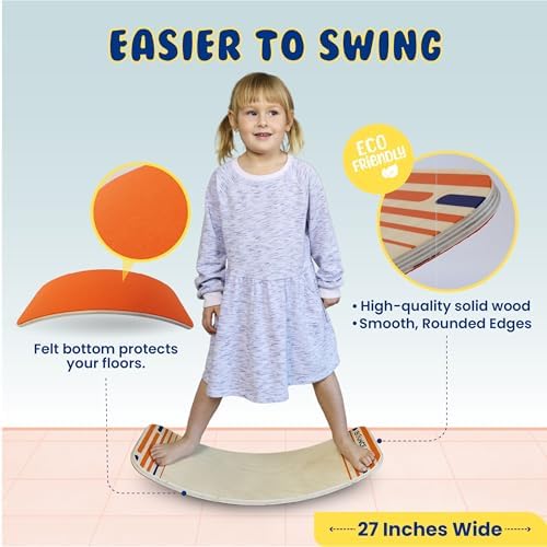 New Bounce Balance Board - Premium Wooden Wobble Board for Exercise & Balance Training - Supports Up to 480 Lbs. - Versatile Rocking Balance Boards for All Ages