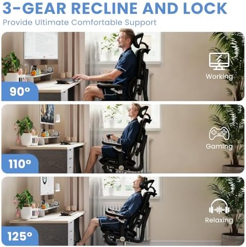 MOJAY Ergonomic Office Chair with Footrest and Lumbar Support