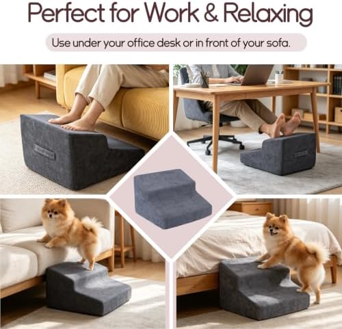 Foot Rest for Under Desk at Work,Ergonomic 2-Height Sponge Foot Stool for Office, Home, Sofa & Gaming Chair, Desk Accessories Footrest Cushion to Support Legs, Relax Ankles & Relieve Pain(B-Dark gray)