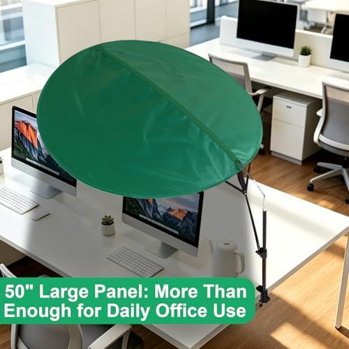 50'' Office Cubicle Desk Shade Foldable Light Shield to Block Anti-Glare Cover for Light Sensitive Professionals Adjustable Height and Rotatable Direction Cubicle Light Shade with Clamp (green)