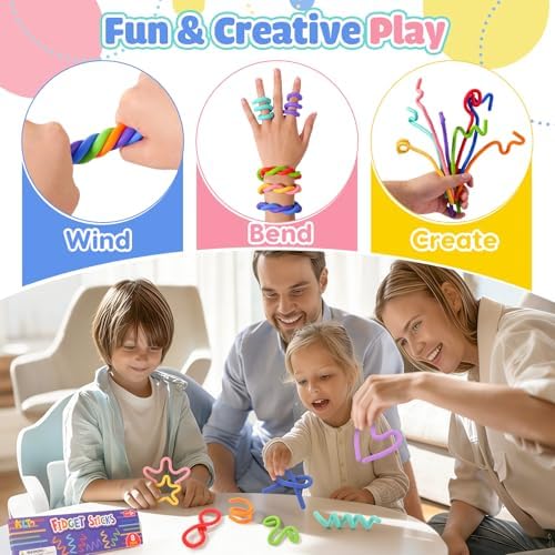 Sensory Toys Fidget Sticks for Kids: 8 Pack Creative Silicone Fidget Sticks - Quiet Desk Fidgets for Classroom Prizes - Fidget Toys for Autism ADHD Stress Relief - Calm Down Back to School Supplies