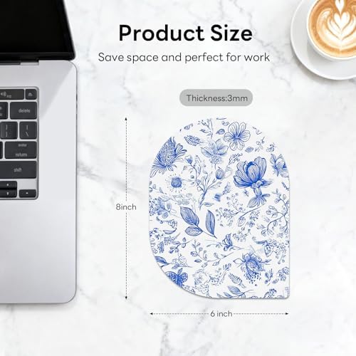 Contoured Oval Mouse Pad 6x8in Non-Slip for Laptop,Plants