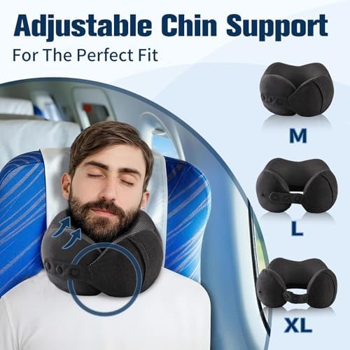 Cirorld Neck Pillow for Traveling, Travel Pillows for Airplanes Snow Black