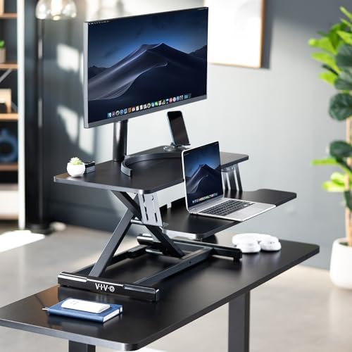 VIVO Black 32 in Electric Standing Desk Converter, DESK-VE32B