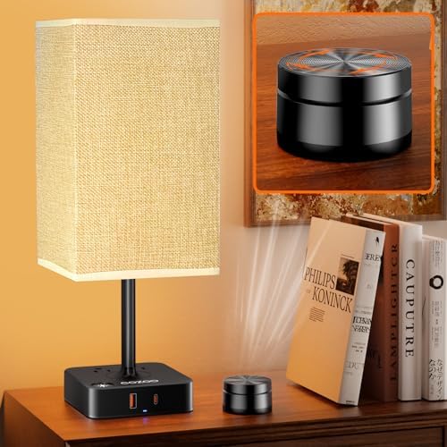 Bedroom Nightstand Lamp with Charger, Touch Table Lamps with Remote Control