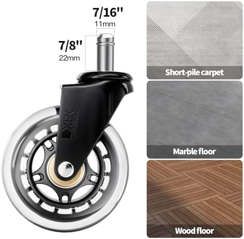 Office ChairWheels - Replace Smooth and Durable Rubber Universal Wheels Heavy Duty Wheels - Suitable for Hardwood Flooring and Carpet -5-Piece Set