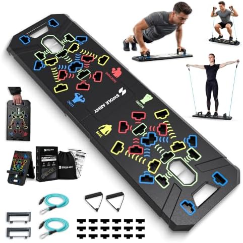 Push Up Board, 20-in-1 Foldable Pushup Board with Ergonomic Handles, Home Gym Workout Equipment for Chest, Shoulders, Triceps & Back, Portable Push Up Stand for Men & Women