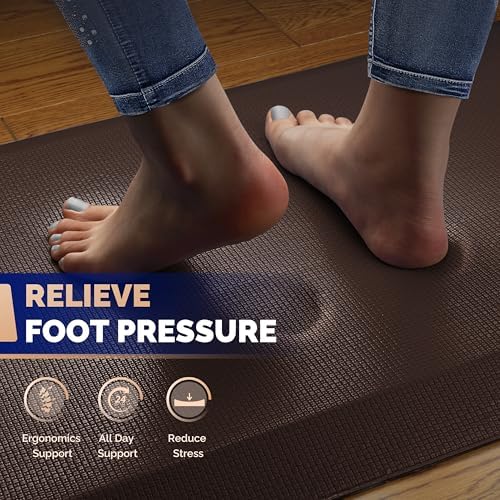 FEATOL Anti Fatigue Mat for Standing Desk & Kitchen Floor, 9/10 Extra Thick
