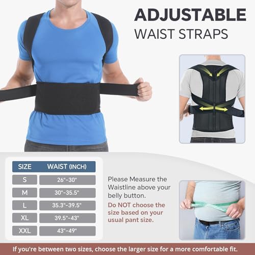 DIANMEI Back Brace Posture Corrector for Women and Men, Back Braces for Upper and Lower Back Pain Relief, Adjustable and Fully Back Support Improve Posture and Lumbar Support(XXL, 43"-49" Waist)