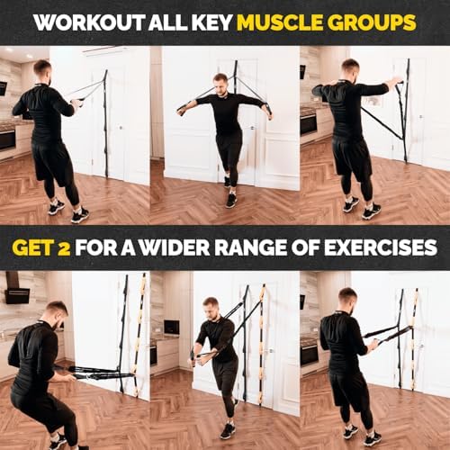 Door Anchor Strap for Resistance Bands with 5 Loops and Metal D-Rings