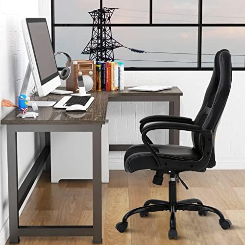 Black Ergonomic Gaming Chair - Adjustable High Back & Armrest, PU Leather, 360 Swivel, Heavy Duty for Kids, Teens & Adults