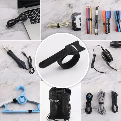 Nettbe Reusable Cable Ties, 210 PCS 6 Inches Adjustable Cord Straps Wire Organizer Cord Wrap and Hook Loop Cable Management