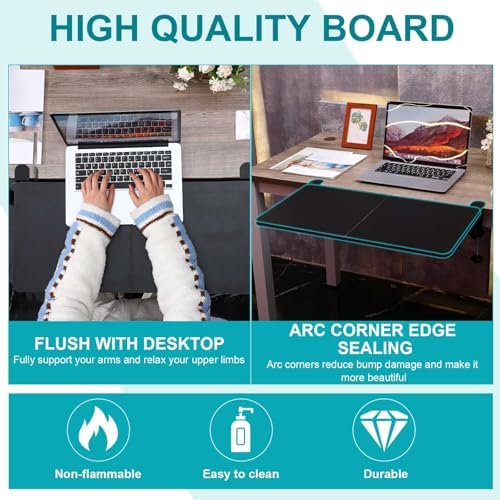 Yaocom Foldable Desk Extender 30 x 12 Inch Keyboard Tray Keyboard Extender for Desk Table Mount Arm Rest Shelf Foldable Drawer Tray for Dorm, Office, Kitchen Bar, RV Countertop, Black