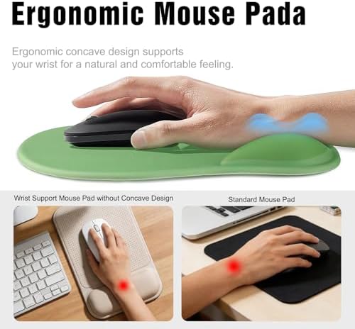 Ergonomic Mouse Pad with Wrist Rest - Gel Wrist Support Mousepad with Non-Slip PU Base for Computer, Laptop, Office & Home