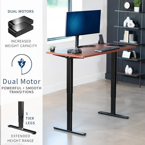 VIVO Dark Walnut 60 x 24 in Standing Desk, DESK-KIT-2B6D