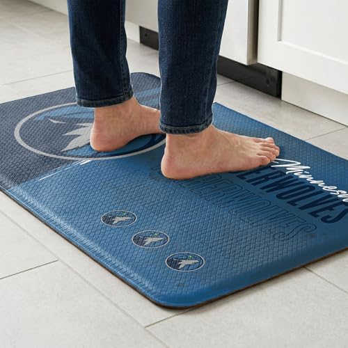 Northwest NBA Minnesota Timberwolves Embossed Anti-Fatigue Mat, Cushioned Kitchen Floor Rug, Non-Slip PVC Standing Comfort, 18 x 30 in