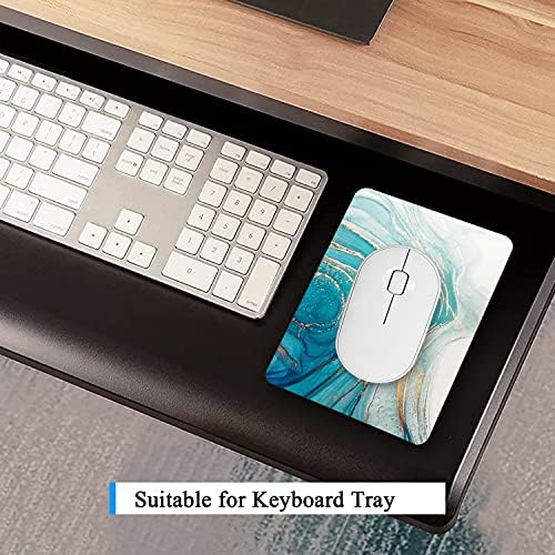 Small Mouse Pad, Mini Mouse Pad 6 x 8 Inch, Thick Rubber Waterproof Mouse Mat, Cute Mousepad for Women Men Kids Wireless Mouse Mini Laptops Keyboard Tray Home Office Travel, Teal Gold Marble