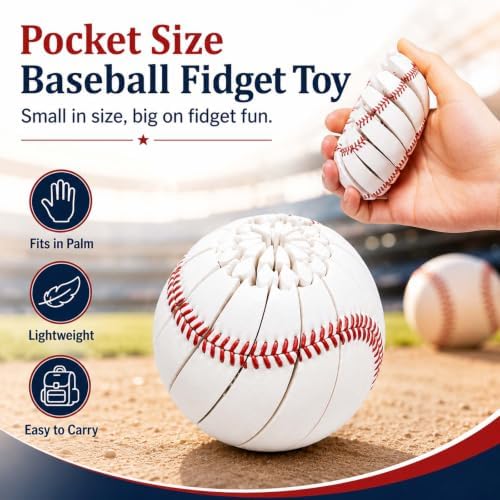 Baseball Fidget Toys for Adults, 3D Printed Twist Ball for Stress Relief