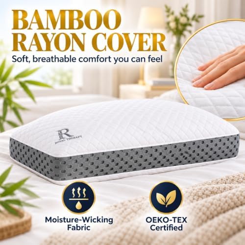 Royal Therapy Memory Foam Pillow, Queen Pillow Neck Pain Relief, Neck and Shoulder Pain, Side Sleeper, Cervical