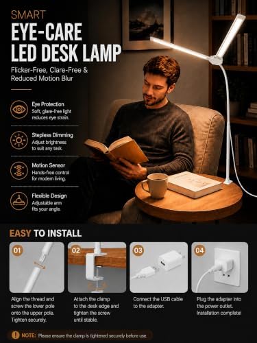 LED Desk Lamps for Home Office, Computer Light Bar, White