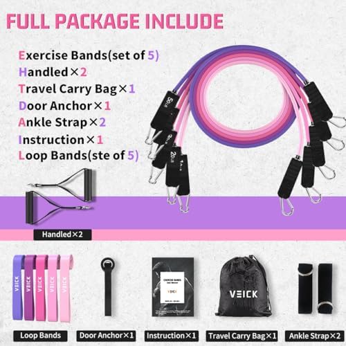 VEICK Resistance Bands with Handles, Exercise Tube Bands Set for Workouts