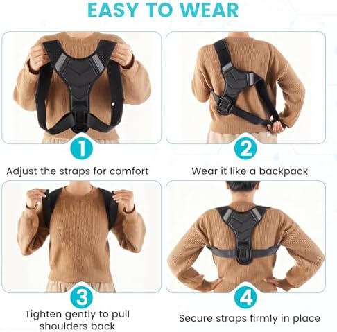 Posture Corrector for Men & Women, Adjustable Back Brace & Straightener for Office, Home & Daily Use, Relieve Back Pain, Prevent Hunching & Slouching, Comfortable & Breathable, L