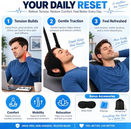 Upgraded Neck Stretcher Hammock 1 Pack, Adjustable Cervical Traction Device with Removable Pads, Portable Support Strap for Neck Tension Relief