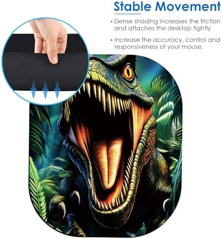 Small Mouse Pad，Mini Mouse Pad 6 x 7 Inch，for Laptop Keyboard Tray Wireless Mouse Home Office Travel，with Non-Slip Rubber Base, Waterproof Mouse Mat，Roaring Dinosaur in Jungle