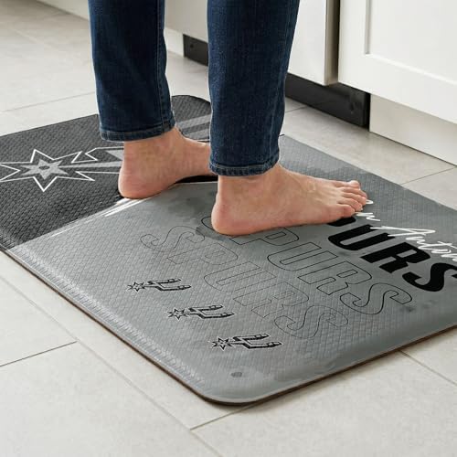 Northwest NBA San Antonio Spurs Embossed Anti-Fatigue Mat, Cushioned Kitchen Floor Rug, Non-Slip PVC Standing Comfort, 18 x 30 in