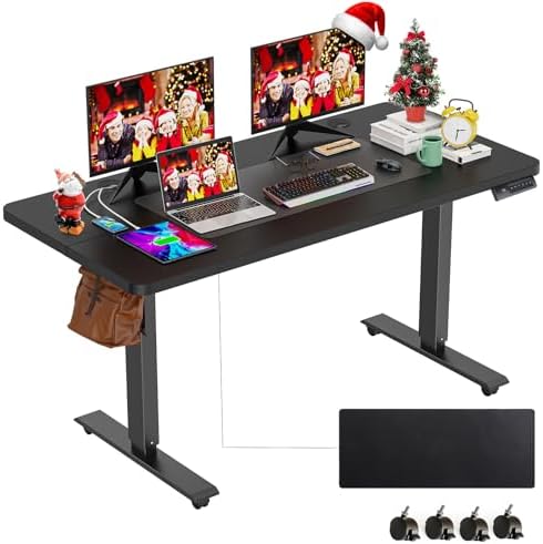farexon 55x24 Inch Electric Standing Desk with Mouse Pad, Black