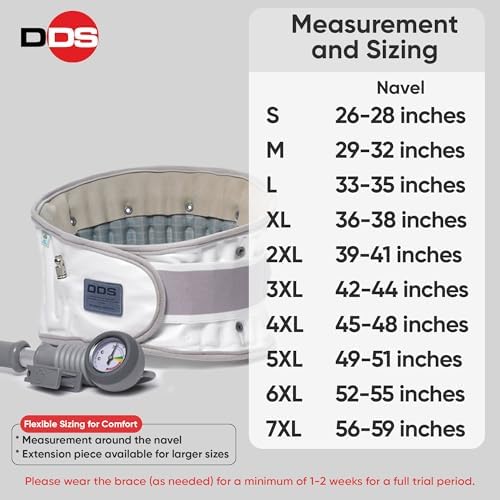 DDS, Inc. 300 Back Decompression Belt – Pneumatic Lumbar Decompression Belt for Women and Men, Lower Back Brace for Work, Lifting, and Daily Support – Adjustable Air Lumbar Traction Device (7XL)