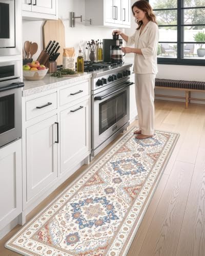 DEXI Kitchen Floor Mats Cushioned Anti Fatigue Runner Rug, 24x87 Beige
