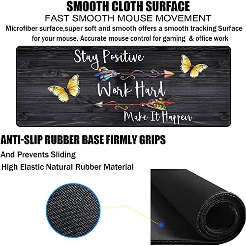 Large Gaming Mouse Pad, Keyboard Wrist Rest pad + Mouse Wrist pad + Coaster Set Extended Waterproof Non-Slip Table mat Suitable for Home Office - Stay Positive Work Hard and Make It Happen