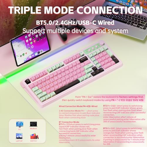 AULA Keyboard, Wireless Gaming Keyboard Creamy Bluetooth Computer Keyboards