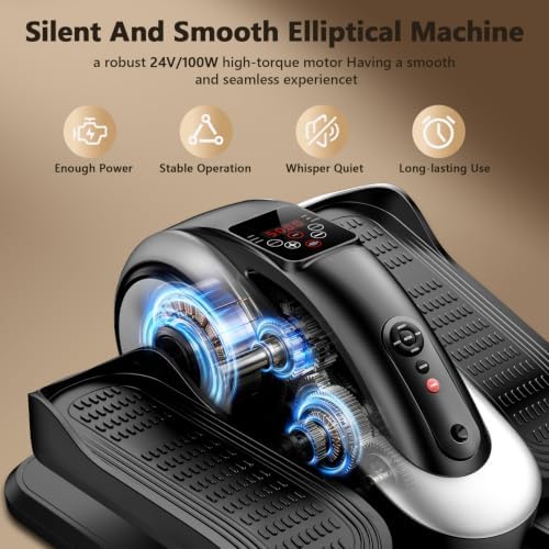 Under Desk Elliptical Machine for Seniors, Large Size Electric Leg Exerciser with 12 Adjustable Speeds & 12 Modes, Remote Control, Elastic Rope, Manual & Auto Mode for Home Office Use
