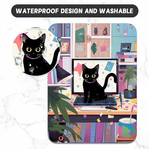 Small Mouse Pad, Mini Mouse Pad 6 x 8 Inch, Thick Rubber Waterproof Mouse Mat, Cute Mousepad for Women Men Wireless Mouse Laptops Home Office, Cat on Keyboard