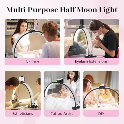 Half Moon Manicure Table Light: 31-inch Half Moon Light For Nail Desk