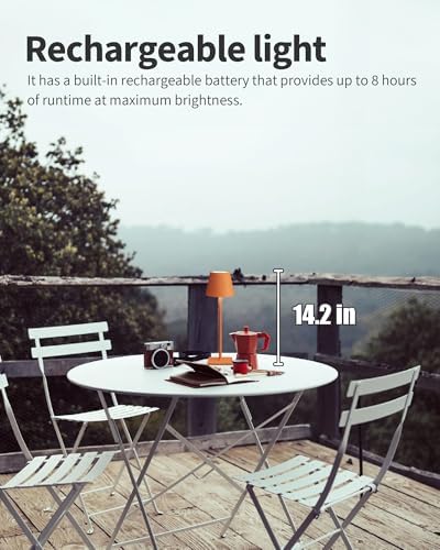 KDG 2 Pack Cordless Orange Table Lamps, Rechargeable Portable LED Desk Lamp