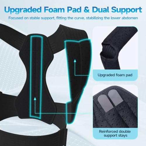 Breathable Back Brace Posture Corrector, Comfortable Adjustable Shoulder Support for Men Women, Pain-Free Underarm Design for Hunchback & Scoliosis Relief, Lumbar Spine Straightener,Invisible Under Clothes