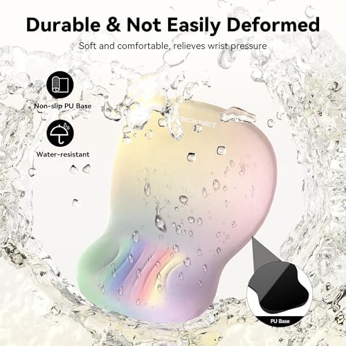TECKNET Ergonomic Mouse Pad with Wrist Rest, Smooth Surface & Non-Slip Base